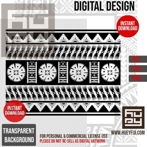 Fijian traditional Tribal Design that can be purchased as a digital design. Fijian Tattoo Design, Fijian Tattoo, Polynesian Art, Clear Background, Sports Wear, Punch Needle, Digital Pattern, Seamless Pattern, Digital Artwork