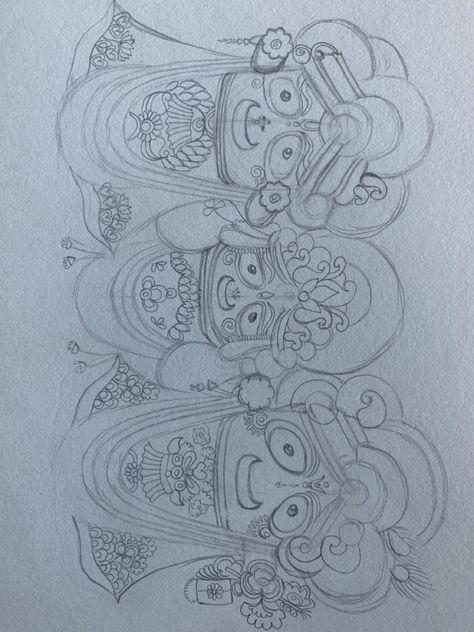 Jagannath Lord Sketch, Drawing Of Lord Jagannath, A5 Paper Drawings, Jay Jagannath Drawing, Jagganath Lord Drawing Easy, Jagannath Sketch Pencil, Ancient Drawing Ideas, Drawing Of Jagannath, Jaganath Prabhu Drawing