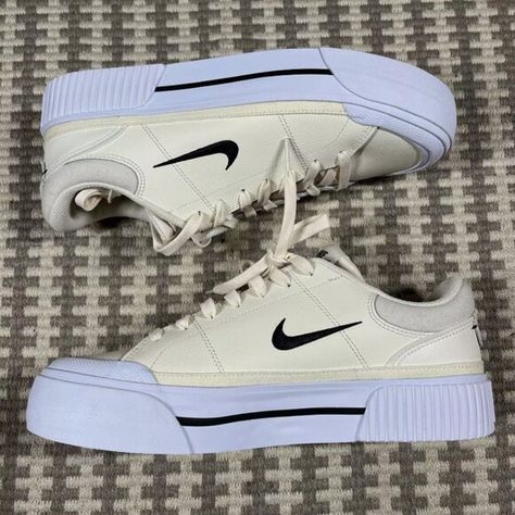 Nike Women's Court Legacy Lift Shoes Ivory/Black Court Legacy Lift, Puerto Rico, Alaska, Nike Shoes, Nike Women, Nike, Black