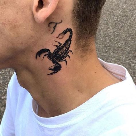 Best Scorpio Tattoo Designs And Meanings 6 Year Neck Tattoo, Neck Tattoos For Men, Scorpion Tattoos, Best Neck Tattoos, Small Neck Tattoos, Side Neck Tattoo, Minimal Tattoo Design, Scorpio Tattoo, Scorpion Tattoo