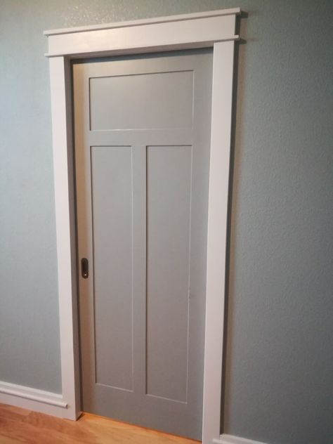 Installing Pocket Doors, Pocket Doors Bathroom, Pocket Door Installation, Space Saving Doors, Diy Interior Doors, Flat Panel Doors, Door Makeover Diy, Sliding Pocket Doors, Pocket Door Hardware