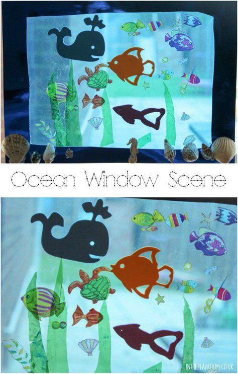 Ocean window scene craft for kids underwater theme Window Art Projects, Ocean Window, Underwater Crafts, Ocean Commotion, Sea Activities, Art Project For Kids, Underwater Theme, Sea Crafts, Project For Kids