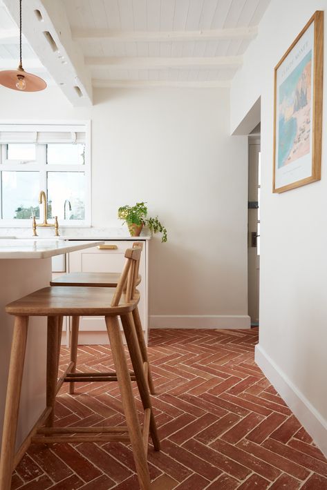 Terracotta Parquet - Clear Beeswax Terracotta Parquet, Vw Interior, Terracotta Floors, Rustic Country Kitchens, Terracotta Floor, Kitchen Inspo, Stone Flooring, Contemporary Bathroom, Country Kitchen