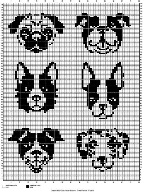 Fair Isle Chart, Graph Crochet, Animal Cross Stitch Patterns, Pixel Art Pattern, Crochet Tapestry, Cross Stitch Animals, Bead Loom Patterns, Crochet Dog, Tapestry Crochet