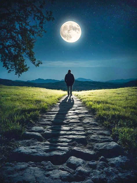 Alone Boy Walking In Midnight Full Moon#pikbest##Photo Full Moon Photos, Moon Photo, Boy Walking, Orange Kittens, Moon Festival, Moon Photos, Nice Pic, Walk Alone, Moon Pictures