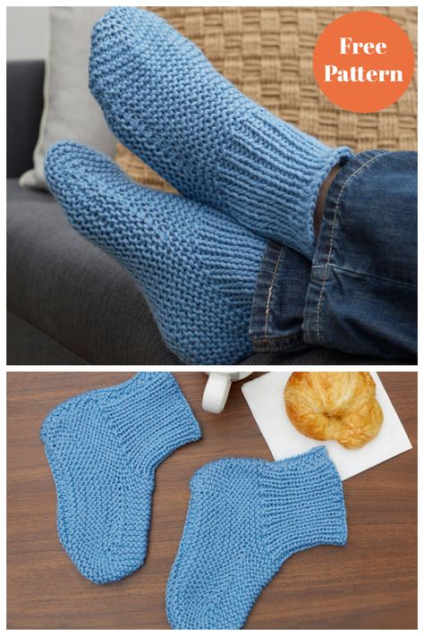 Slipper Socks Free Knitting Pattern Two Needle Socks, Socks Free Knitting Pattern, Baby Socks Knitting Pattern, Knitted Socks Free Pattern, Knit Slippers Free Pattern, Socks Design, Knitted Slippers Pattern, Knitting Patterns Free Beginner, Knitting Paterns