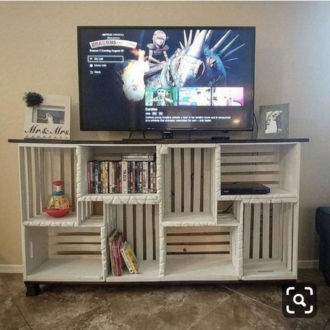 Tv Stand Diy, Crate Tv Stand, Tv Stand Designs, Diy Tv Stand, Dekor Diy, Crate Furniture, Living Room Tv Stand, Ikea Hacks, Living Room Tv