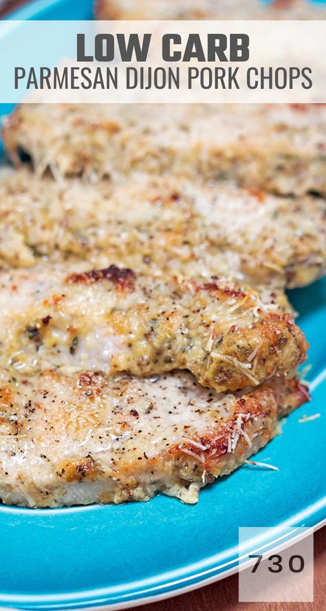 Dijon Pork Chops, Parmesan Crusted Pork Chops, Keto Pork, Low Carb Pork, Low Carb Low Fat Recipes, Resep Diet, Low Carb Diet Recipes, Keto Foods, Healthy Low Carb Recipes