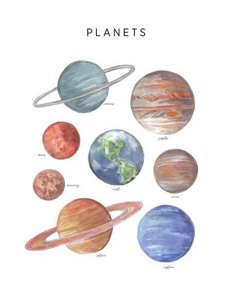 Planet Art Aesthetic, Planet Drawing Art, Planet Drawings, Paint Planets, Painting Planets, Planets Painting, Planets Drawing, 7 Planets, Planet Sketch