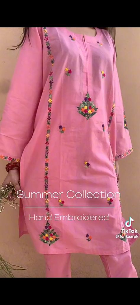 Hand Embroidery Dress Pakistani, Soft Embroidery, Design Kurti, Baby Fancy Dress, Clothes Embroidery Diy, Embroidery Lessons, Hand Embroidery Dress, Blouse Casual Fashion, Designer Kurti Patterns