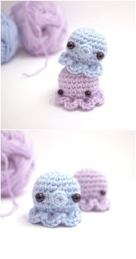 Cute Little Crocheted Octopus Space Crochet, Crochet Studio, Crochet Rainbow, Easy Crochet Animals, Confection Au Crochet, Crochet Octopus, Pola Amigurumi, Easy Crochet Projects, Crochet Animals Free Patterns