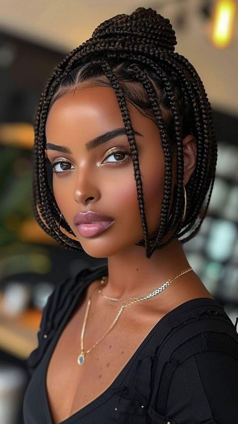 Trending Hairstyles Black Women, Short Hair Braids Styles, Short Braided Hairstyles For Black Women, Nice Braids, Trending Hairstyles For Women, Woman With Braids, Black Hair Types, Latest Hair Braids, Protective Braids