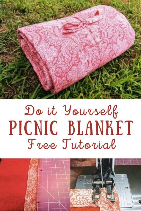 DIY Picnic Blanket | How to Sew a Picnic Blanket Diy Picnic Blanket, Sewing Tablecloth, Picnic Blanket Diy, Picnic Blanket Pattern, Busy Blanket, Diy Picnic, Blanket Tutorial, Waterproof Picnic Blanket, Picnic Quilt