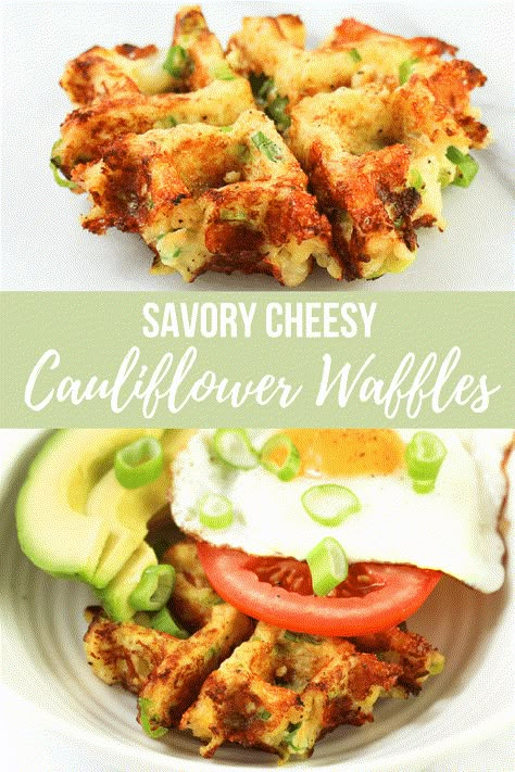 Cauliflower Waffles, Waffles Savory, Mini Waffle Recipe, Waffle Iron Recipes, Waffle Maker Recipes, Savory Waffles, Ideas For Breakfast, Cheesy Cauliflower, Breakfast Waffles