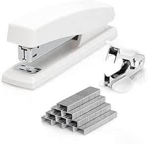 Deli Stapler, Desktop Stapler, Office Stapler, 25 Sheet Capacity, Includes 1000 Staples and Staple Remover, White Staple Remover, Dream Desk, White Office, Office Products, Thing 1, Desk, Grey, White