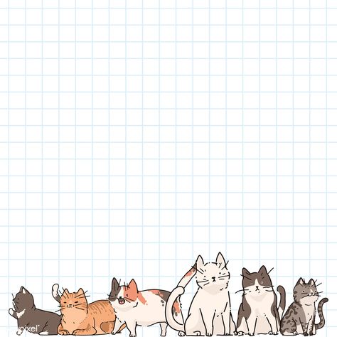 Cat lover pattern graph note paper template vector | premium image by rawpixel.com / marinemynt Cat Note Paper, Cute Note Pad Template, Goodnote Paper, Note Paper Cute, Note Paper Template, Goodnote Template, Note Cute, Memo Pad Design, Colorful Stationery