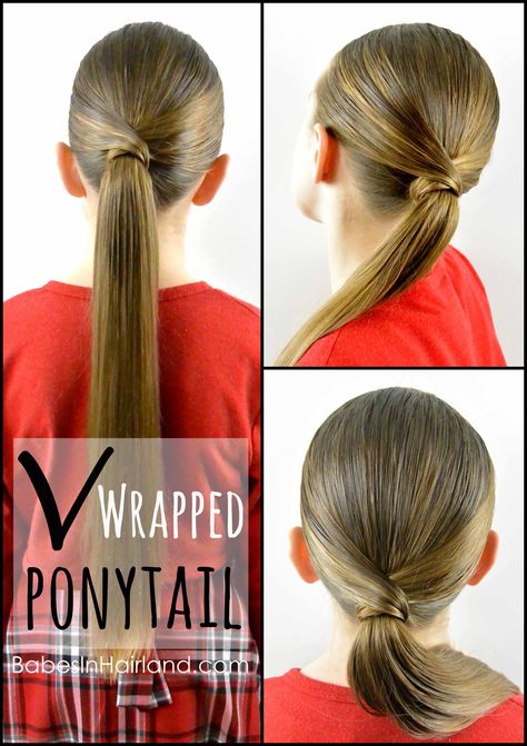 V Wrapped Ponytail from BabesInHairland.com #ponytail #hair #wrap #hairstyle Wrap Hairstyle, Wrapped Ponytail, Long Hair Kids Hairstyles, Wrap Ponytail, Childrens Hairstyles, Fishtail Hairstyles, Ballroom Hair, Long Hair Ponytail