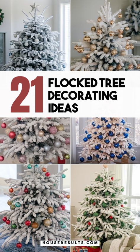 Create the perfect holiday atmosphere with flocked tree decorating ideas! 🎄❄️ From minimalist elegance to glam designs, discover decorating tips that will make your tree stand out. Add cozy charm to your home this season! Save this pin for all your tree decorating needs! 📌🌟 Small Flocked Christmas Tree Decor, How To Decorate A Flocked Christmas Tree, Snow Flocked Christmas Tree Decor, Flocked Tree Decor, Snow Christmas Tree Ideas, Frosted Christmas Tree Ideas, Flocked Christmas Tree Decorations, Flocked Tree Decorating Ideas, Flocked Christmas Tree Ideas