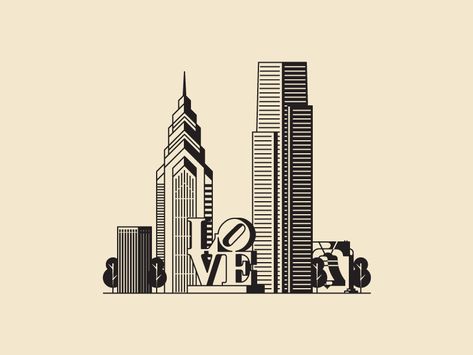 Philadelphia Skyline Art, Skyline Hamburg, Logo Design Infographic, Philly Skyline, Skyline Mural, Skyline Tattoo, Skyline Drawing, Philadelphia Art, Philadelphia Skyline