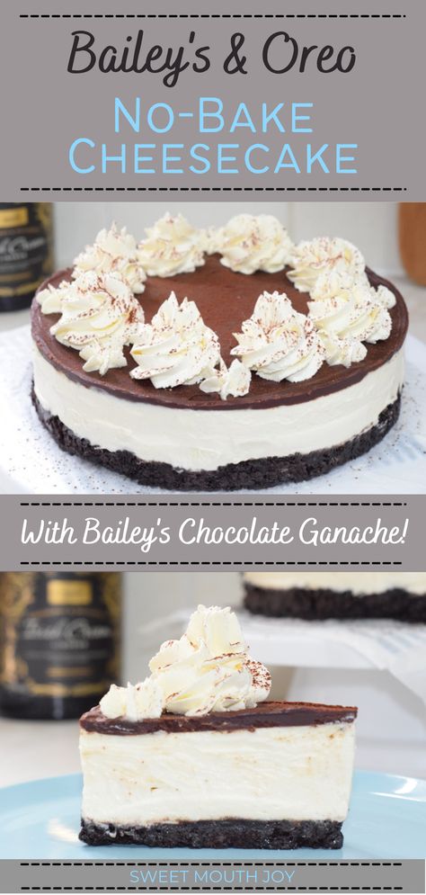 An easy Baileys cheesecake recipe with an Oreo cookies base and smooth Baileys chocolate ganache topping No Bake Baileys Cheesecake, Cheesecake From Scratch, Baileys Irish Cream Cake, Special Deserts, Irish Cream Cake, Dinner Party Dessert, Baileys Cheesecake, Boozy Cupcakes, No Bake Oreo Cheesecake