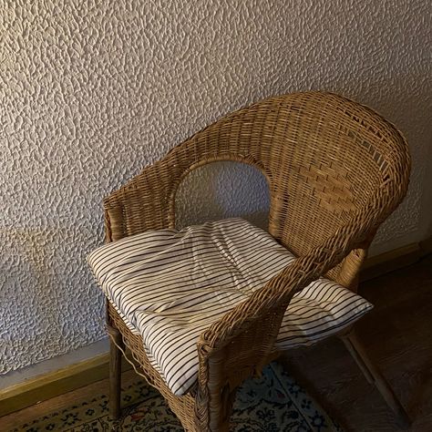 Wicker Chair Aesthetic, Sea Man, Tiny Boat, Comfort Room, Old Chairs, Wicker Chairs, Wicker Chair, The Rock, Art Inspo