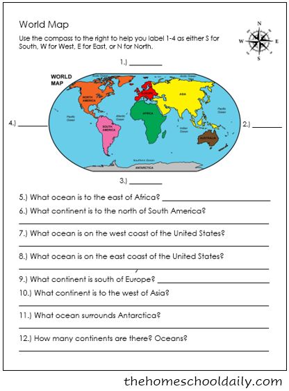 FREE Printable World Maps & Activities - The Homeschool Daily Learning The States Worksheets, Printable Maps Of The 7 Continents, Continents Worksheet Free Printable, World Map Worksheets Free Printable, Maps And Globes Third Grade, Hemispheres Activities Social Studies, 2nd Grade Worksheets Free Printables Social Studies, 3rd Grade Geography Worksheets, Geography Printables Free