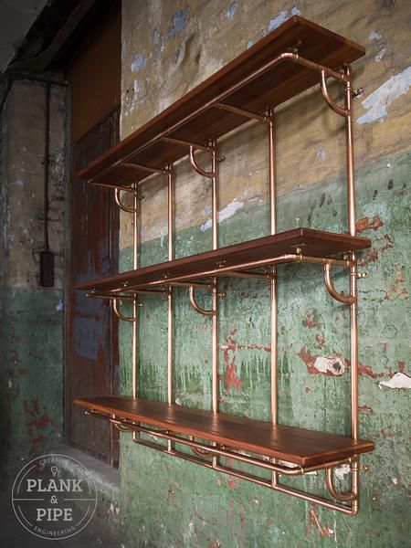 Large Copper Pipe Shelving Unit - 3 Tier Large Copper Pipe Shelves, Copper Shelf, Pipe Bookshelf, Industrial Decor Kitchen, Copper Furniture, Pipe Shelving, Craft Shelves, Industrial Design Furniture, Vintage Industrial Decor