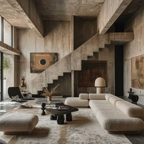 20+ Intriguing and Bold Brutalist Interior Design Inspirations • 333+ Art Images Brutalist Style Interior, Rock Interior Design, Brutalist Office, Brutalist Interior Design, Tropical Brutalism, Bold Architecture, Industrial Minimalist Interior, Brutalism Interior, Brutalist House