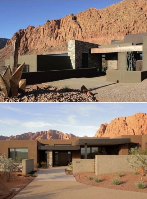 Kayenta Utah, Desert Modern House, Pueblo Style House, Modern Adobe, Modern Southwestern, Desert House, Arizona House, Adobe House, Casas The Sims 4