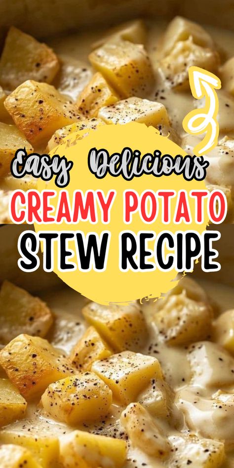 Creamy Potato Stew Victorian Stewed Potatoes, Stewed Potatoes Old Fashioned, Creamed Potatoes Old Fashioned, Cubed Potatoes Recipes, Stewed Potatoes Southern, Potato Stew Recipes, Slow Cooker Potato Recipes, Crockpot Potato Recipes, Potatoes With Heavy Cream