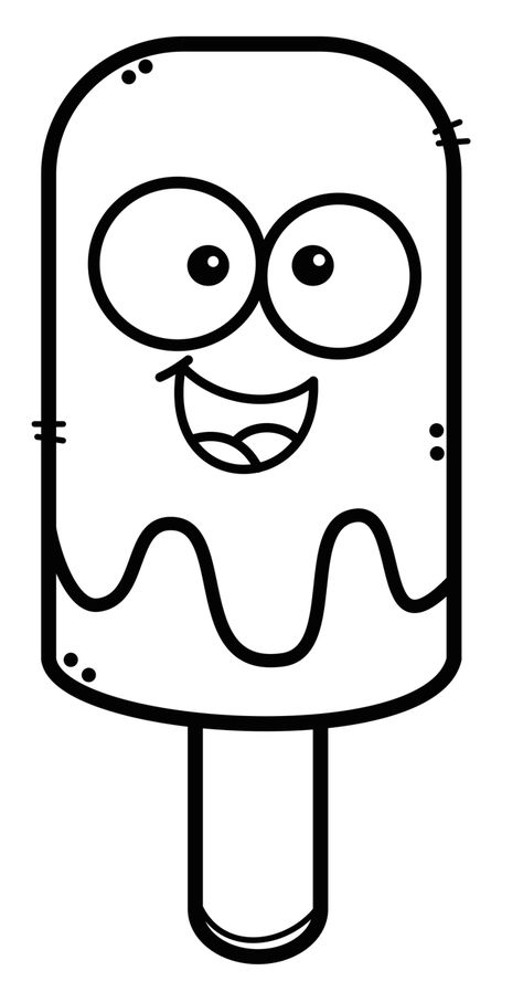 Popsicle Coloring Page, Easy Drawings Ice Cream, Popsicle Outline Printable, Coloring Pages Ice Cream, Cartoon Popsicle, Kindergarten Coloring Sheets, Ice Cream Coloring Pages, Kitty Coloring, Paw Patrol Coloring Pages