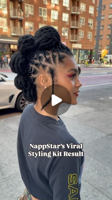 Shop_NappStar on Instagram: "Channel your creativity with the hottest Loc Styling Kit by NappStar!👌🔥  #locs #locstyles #locproducts #nappstar #locnation #loclivin #locjourney #loclife #loclove" Locs In A Mohawk Style, Loc Upstyles For Women, Locks Updo Styles, Thick Loc Updo Styles, Cut Locs Styles, Loc 2 Strand Twist, Nappstar Locs Styles, 4 Strand Twist Locs, Nappstar Locs