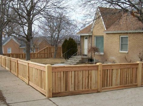 short fences for yards | Found on fenceutah.com Short Cedar Fence, Short Wooden Fence Ideas, Front Yard Short Fence Ideas, Short Wooden Fence, Low Front Yard Fence, 3ft Fence Ideas, Short Fence Ideas Backyards, Short Fencing Ideas, Short Privacy Fence