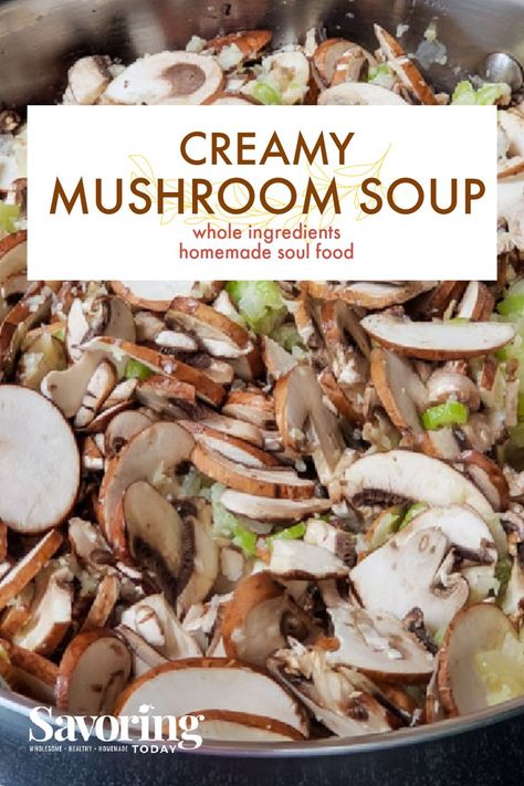 This is one of my favorite soups because it is nostalgic, and feels light and comforting in the belly. Homemade Creamy Mushroom Soup, loaded with your choice of mushrooms, swimming in a creamy broth with a lot of garlic and butter. A simple recipe with whole ingredients and easy flavors. We highly recommend making and taking this soup to a friend under the weather. ❤️ #mushroomsoup #soup Tarragon Soup, Whole Foods List, Creamy Mushroom Soup, Mushroom Soup Recipes, Cream Of Mushroom Soup, Best Casseroles, Cream Of Mushroom, Creamy Mushrooms, Creamy Soup