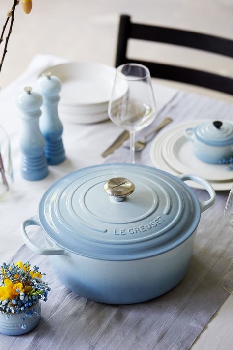 Le Creuset Blue, One Pot Cooking, Mini Casseroles, Le Creuset Cast Iron, Beautiful Home Gardens, Small Apartment Interior, Blue Cottage, Blue Bowl, Coastal Blue