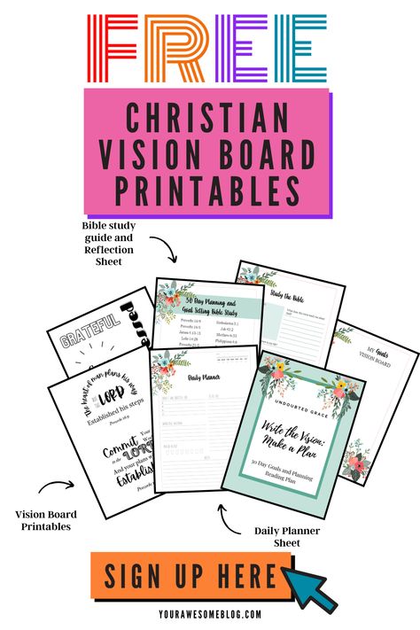 Write the Vision: A Complete Guide to Creating a Vision Board + Vision Board Printables | Undoubted Grace Lds Vision Board Printables, Vision Board Kids Free Printable, 2025 Prayer Vision Board, Vision Board Printables Free 2024, Faith Board Ideas, Faith Based Vision Board, Christian Vision Board Printables, Prayer Board Printables, Biblical Vision Board Ideas