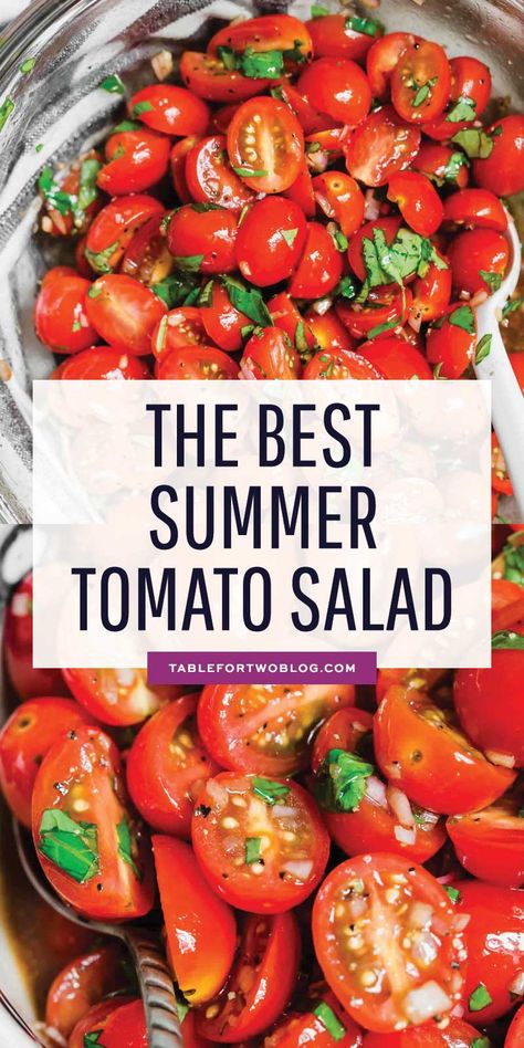 This is the best summer tomato salad! With a short ingredient list, this fresh salad will have you making it all summer long! #tomato #tomatosalad #summersalad #freshingredients Easy Tomato Salad, Summer Tomatoes Recipes, Tomato Salad Recipe, Cherry Tomato Salad Recipes, Tomatoes Salad Recipes, Tomatoe Salad Recipe, Tomatoes Salad, Summer Tomato Salad, Fresh Tomato Recipes Salad