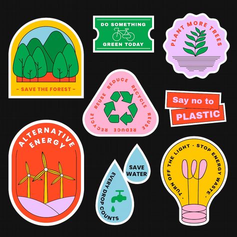 Environmental awareness sticker vector set | premium image by rawpixel.com / Porpla mana Aesthetic Assignment Ideas, Diy Jewelry Recycled, Home Screen Wallpaper Hd, Coffee Doodle, Sustainability Projects, Flower Graphic Design, Stickers Design, Environmental Awareness, Phone Stickers