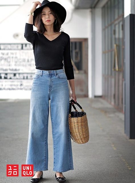 Fashion Outfits Jeans, Outfits With Jeans, Wide Leg Jeans Outfit, Looks Jeans, Outfits Jeans, Look Jean, Style Casual Chic, Womens Outfits, Jeans Wide