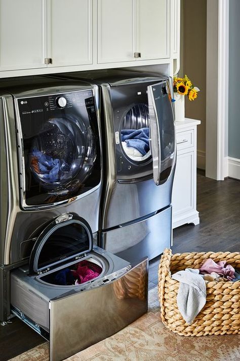 Major appliance, Home appliance, Room, Washing machine, Laundry room, Small appliance, Furniture, Kitchen appliance, Machine, Clothes dryer, Washing Machine Laundry Room, Indoor Bowling Alley, Laundry Room Inspo, Clothes Dryer Machine, Ironing Station, Japanese Home Design, Small Appliance, Laundry Room Cabinets, Laundry Room Inspiration