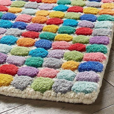 Rainbow Dot Rug Swatch + Reviews | Crate and Barrel Polka Dot Rug, Boys Rug, Rainbow Polka Dots, 8x10 Rugs, 4x6 Rugs, 3x5 Rug, Cleaning Upholstery, Hand Tufted Rugs, Tufted Rug