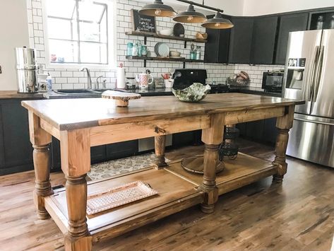 Antique Bakers Table, Bakers Table Kitchen Island, French Country Kitchen Island, Kitchen Island On Casters, Moveable Kitchen Island, Antique Kitchen Island, Farmhouse Island, Kitchen Prep Table, Kitchen Work Tables