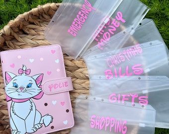 Disney Budget Binder, Personalized School Supplies Labels, Cash Cash, Disney On A Budget, Binder Cover, Marie Aristocats, Hidden Compartments, Cash Envelope System, Budget Book