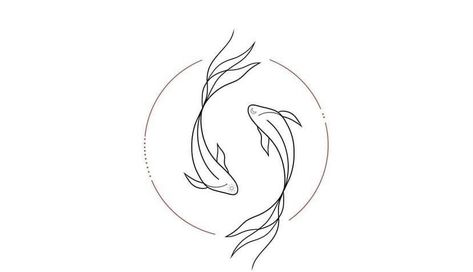 Small Circle Tattoo, Fine Line Koi Fish Tattoo, Minimalist Chest Tattoo, Koi Fish Circle, Fishbowl Tattoo, Carp Drawing, Pez Koi Tattoo, Pink Floyd Tattoo, Carp Tattoo