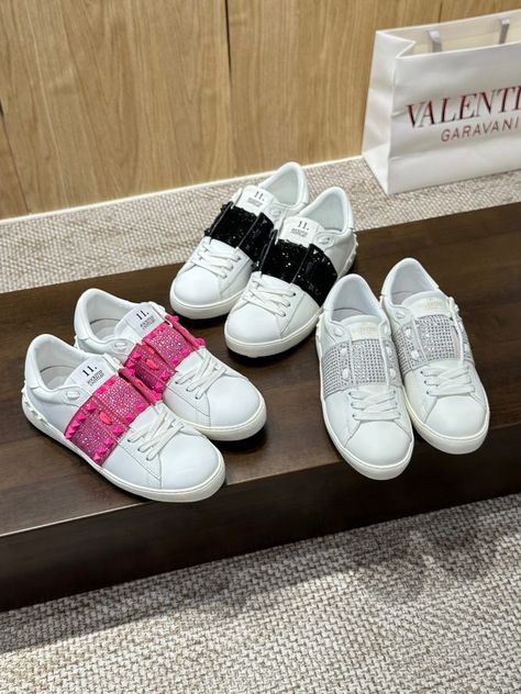 #bag #shoes #Clothing #designer #luxury Please add our Whatsapp+8618588935156 Valentino Shoes Sneakers, Valentino Sneakers, White Nike Shoes, Pretty Shoes Sneakers, Shoe Wishlist, Girly Bags, Chic Shoes, Luxury Sneakers, Shoe Inspo