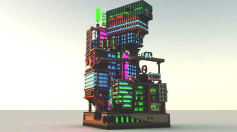 Minecraft Hologram Build, Neon City Minecraft, Minecraft Neon Build, Neon Minecraft Builds, Sci Fi Minecraft, Minecraft Cyberpunk House, Minecraft Nightclub, Futuristic Minecraft Builds, Minecraft Cyberpunk City