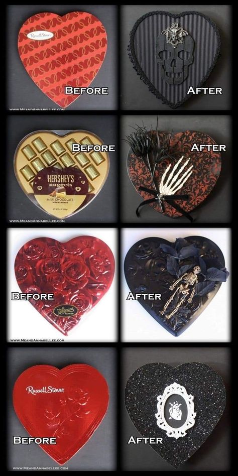 Halloween Crafts For Boyfriend, Gothic Chocolate, Diy Gothic Decor Crafts, Gothic Valentines Day, Cosplay Diys, Goth Valentines, Gothic Crafts, Diy Gothic, Spooky Diy