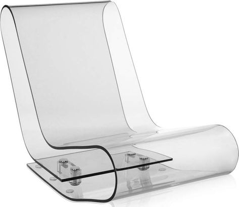 Chaise Lounge Chair. Made from a single transparent methacrylate mold folding back upon itself to form a radically new innovative model. Only this exclusive technology has made it possible to obtain such flexibility while maintaining the formal purity of the piece. LCP is elastic, soft and sturdy despite its impalpable evanescent appearance. #chaiselounge #chaise #modernfurniture #clear #seating #transparent #chair #glamdecor #ad Acrylic Furniture Design, Shower Furniture, Hide Furniture, Sound Visualization, Futuristic Chair, Clear Furniture, Beige Accent Chair, Roller Skating Rink, Black Accent Chair