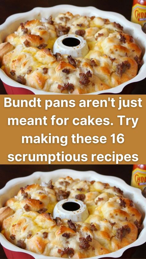 PSA: Bundt pans aren’t just for hardcore bakers and extravagant cakes. They can actually be used for a variety of recipes….even chicken!? Read below to find out how you’ve been missing out on some delicious recipes with your bundt pan!  Baked Mac and Cheese  Starting off the list is a hot choice of pasta. I’m sure all of us have had a mouth-watering macaroni and cheese before, and if you haven’t, now is your chance to experience it. Quirky Cakes, Bundt Cake Pans, Bundt Pan Recipes, Bundt Pans, Bundt Cake Pan, Baked Mac N Cheese, Baked Mac, Pan Recipes, Bundt Pan