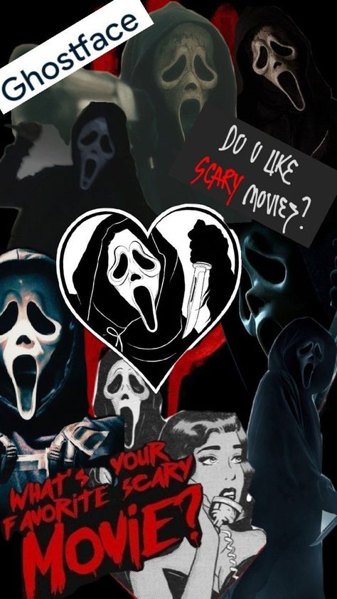 Goast Face Wallpaper, Red Ghost Face Wallpaper, I Heart Ghostface, Aesthetic Ghost Face Wallpaper, Ghostface Scream Wallpaper, Scream Ghostface Aesthetic, Scream Collage, Ghostface Wallpaper Aesthetic, Ghost Face Wallpaper